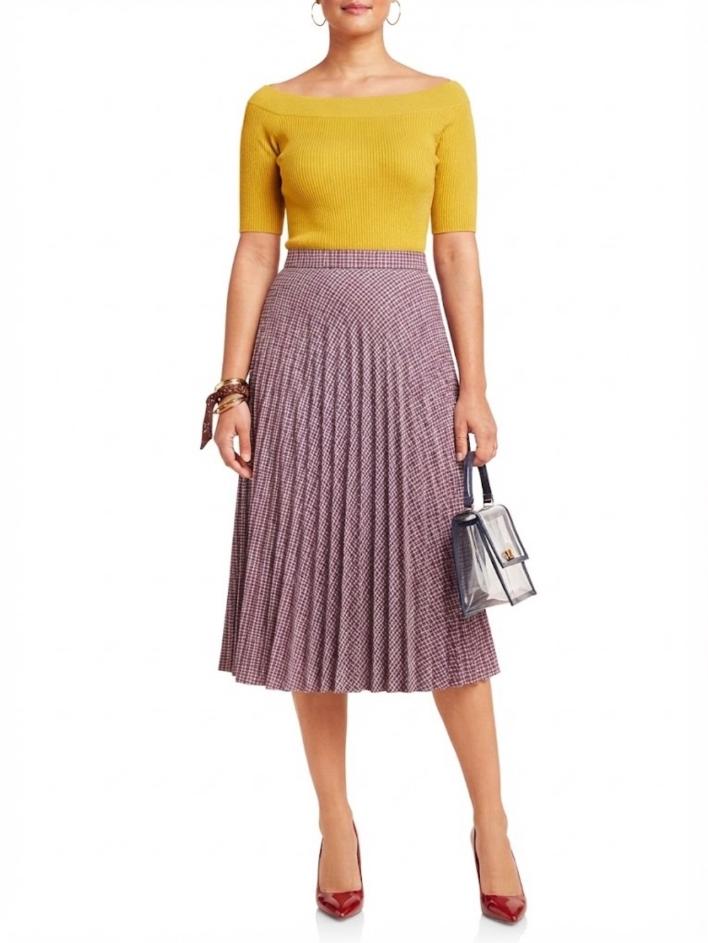 Anthropologie Pleated Plaid Midi Skirt Size 2 NWT